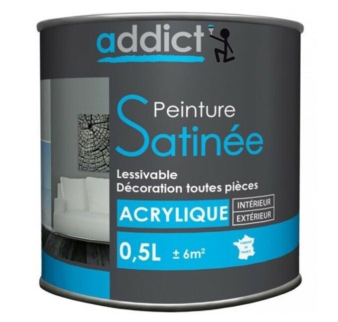 ADDICT PEINTURE ACRYLIQUE SATIN BLANC 0.5L