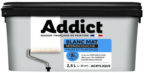 ADDICT PEINTURE BLANC MAT ACRYLIQUE 5L